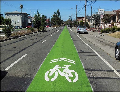 The sharrow on 40th Street in Oakland.