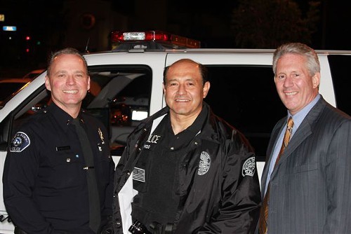 Sen. Lou Correa (center) and the police are not doctors, but they play them on the Senate floor