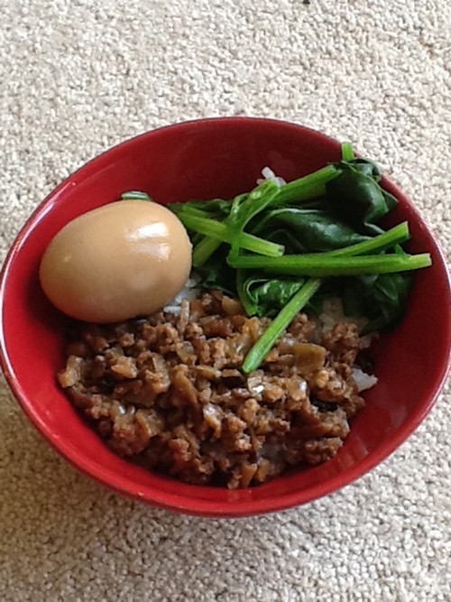 Braised pork over rice. Braised pork over rice.