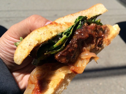 A saucy sandwich. A saucy sandwich.